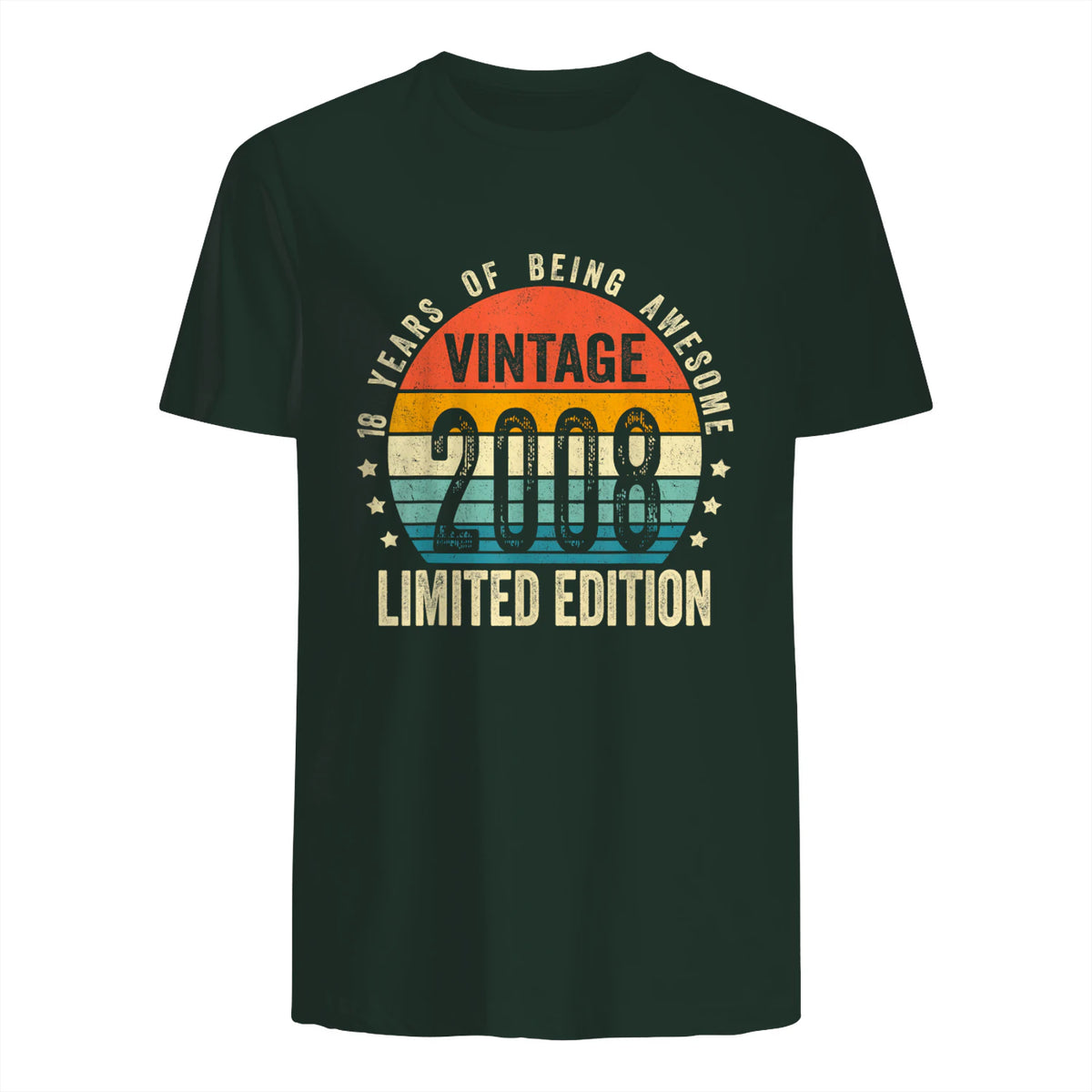 Vintage Eighteenth Birthday T-Shirt in Forest Green - back view