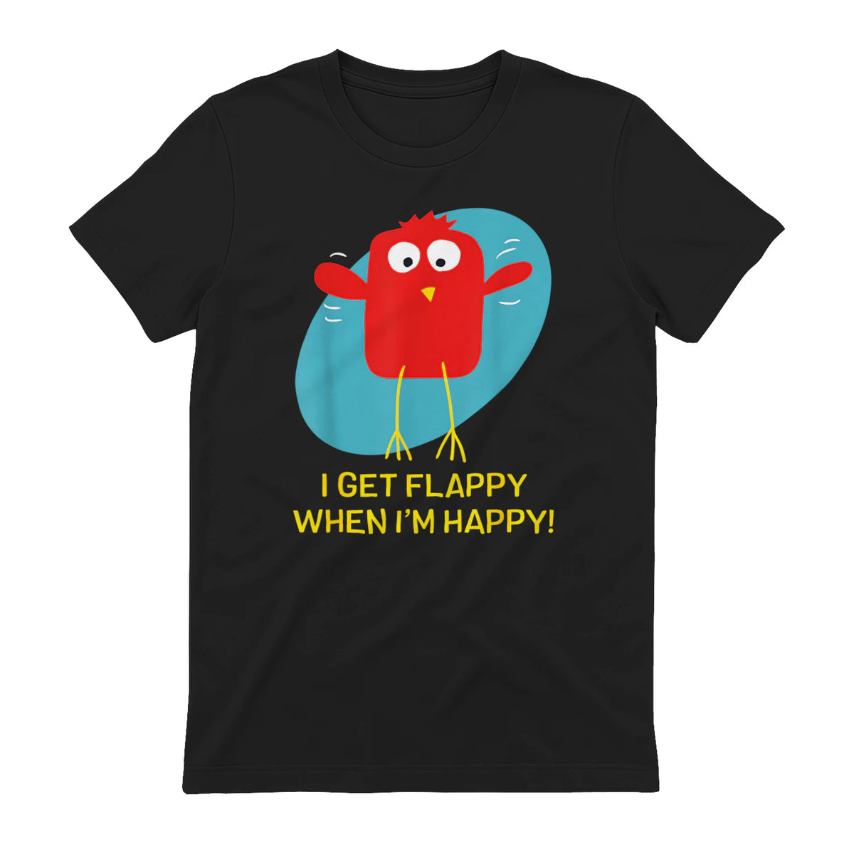 I Get Flappy When I'm Happy Funny Autism T-Shirt in Black - back view