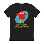 I Get Flappy When I'm Happy Funny Autism T-Shirt in Black - back view