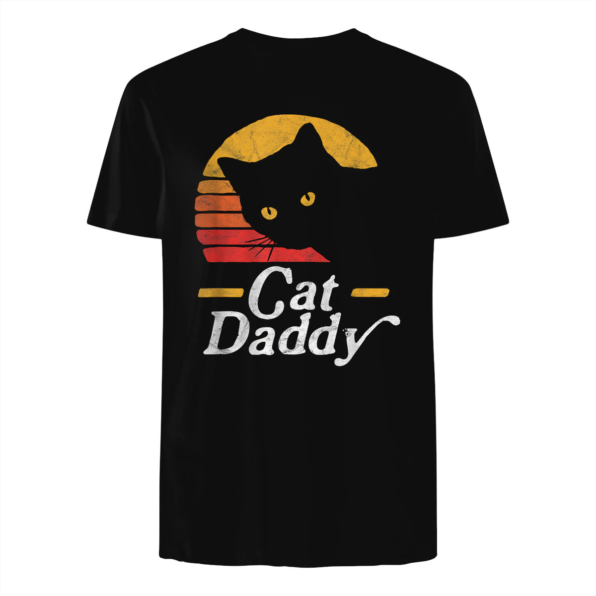 Cat Daddy Vintage Eighties Style Cat Retro Distressed in Black - back view