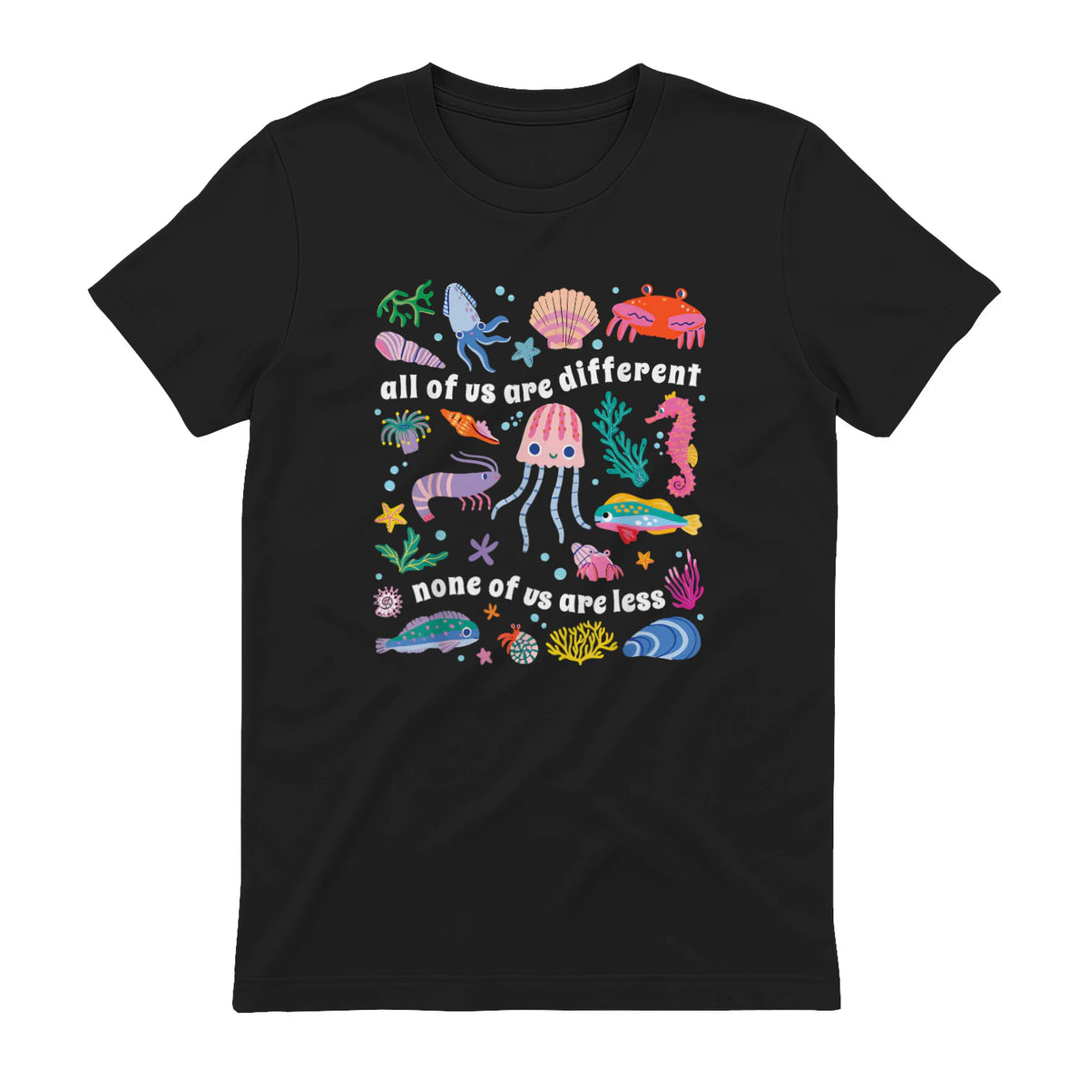 All of Us are Different None of Us are Less Autism Awareness in Black - back view