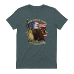 Patriotic Eagle Liberty Bell Anniversary T-Shirt in Dark Heather - back view