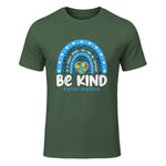 In April We Wear Blue Autism Ribbon T-Shirt in Military Green - front view