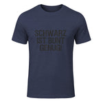 Schwarz ist Bunt genug Lustiger Spruch für Mann Frau in Heather Navy - front view