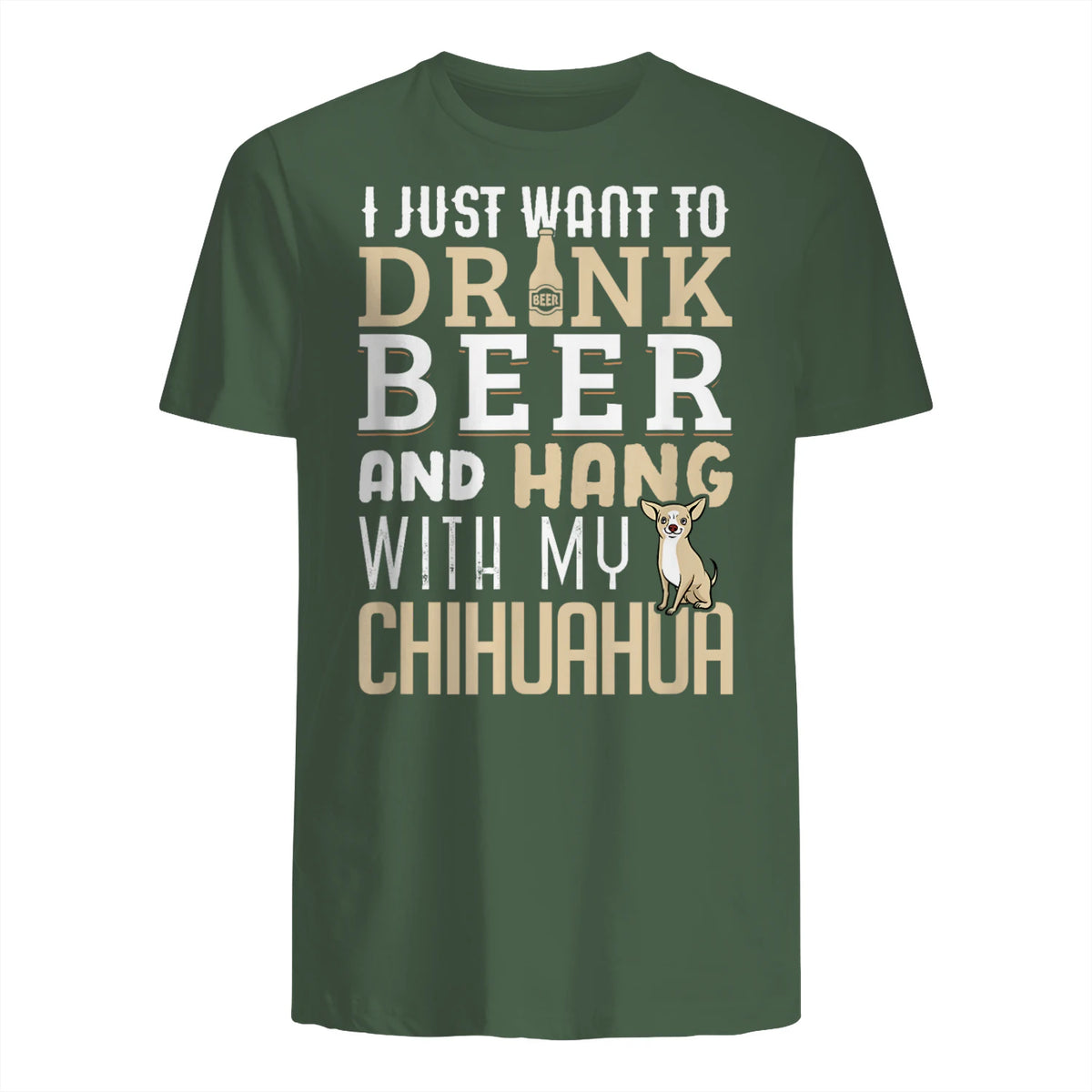 Drôle fête des pères amoureux des chiens Chihuahua Papa Shirt in Military Green - back view