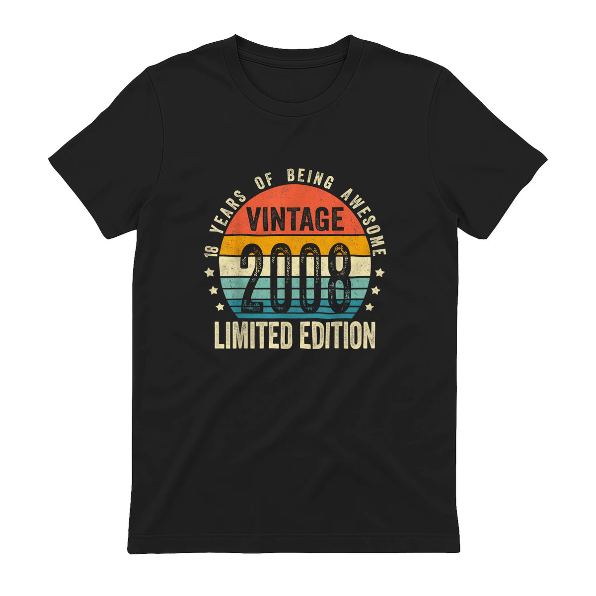 Vintage Eighteenth Birthday T-Shirt in Black - back view