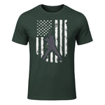 American Flag Baseball Shirt Cool Distressed Jersey Gift Tee T-Shirt in Forest Green - front view