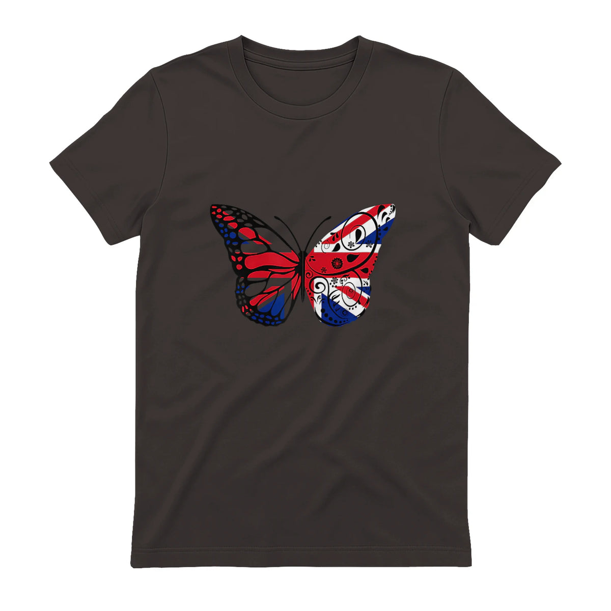 Union Jack Butterfly Butterflies Flag Wings British UK Flag in Dark Chocolate - back view