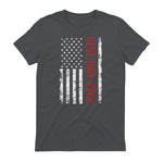 Best dad ever US american flag gift for father's day Short Sleeve in Charcoal - back view