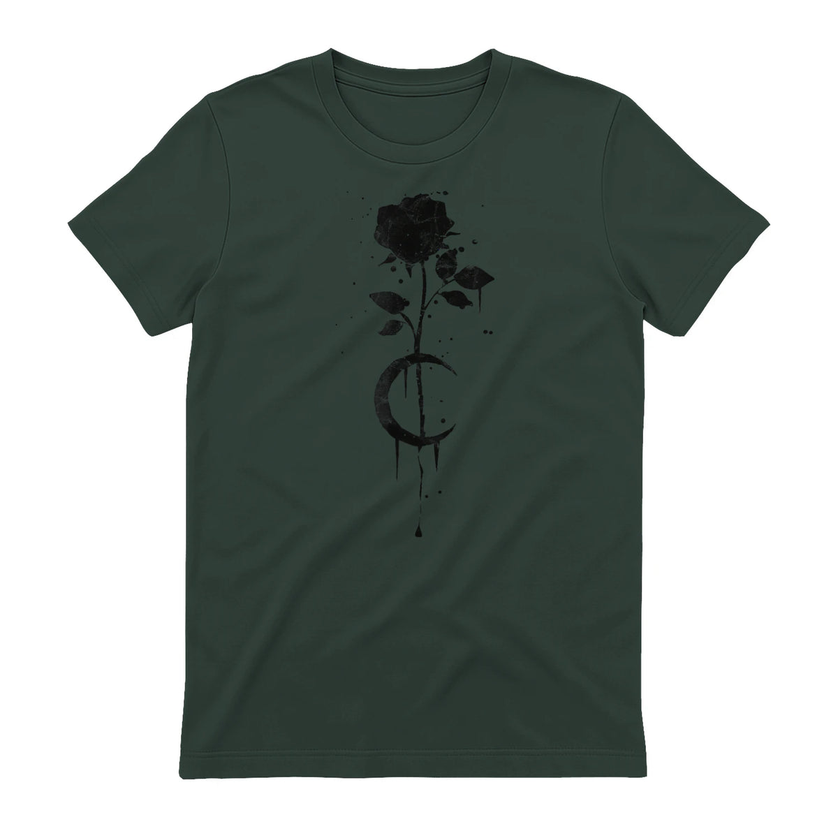 Occult Vintage Moon Rose Witchcraft Okkult Hexe Gothic in Forest Green - back view