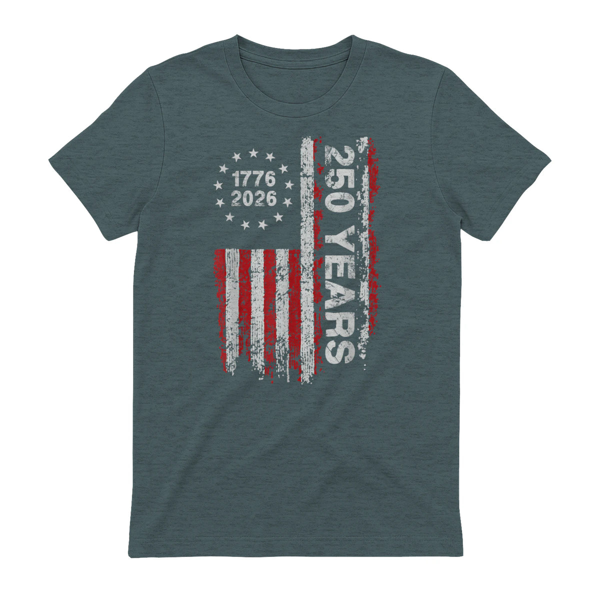 American Independence Freedom Anniversary T-Shirt in Dark Heather - back view