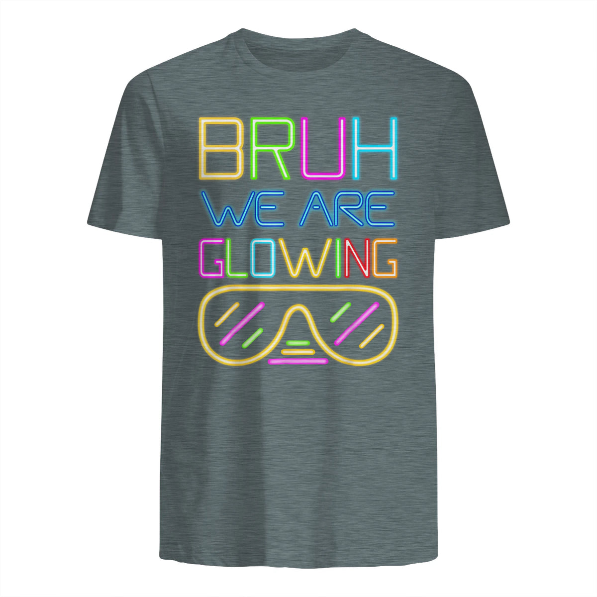 Bruh We are Glowing in My Glowing Era Hello Summer Vacation T-Shirt in Dark Heather - back view