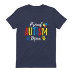 Proud Mom Autism Awareness Family Matching Shirt in Heather Navy - back view