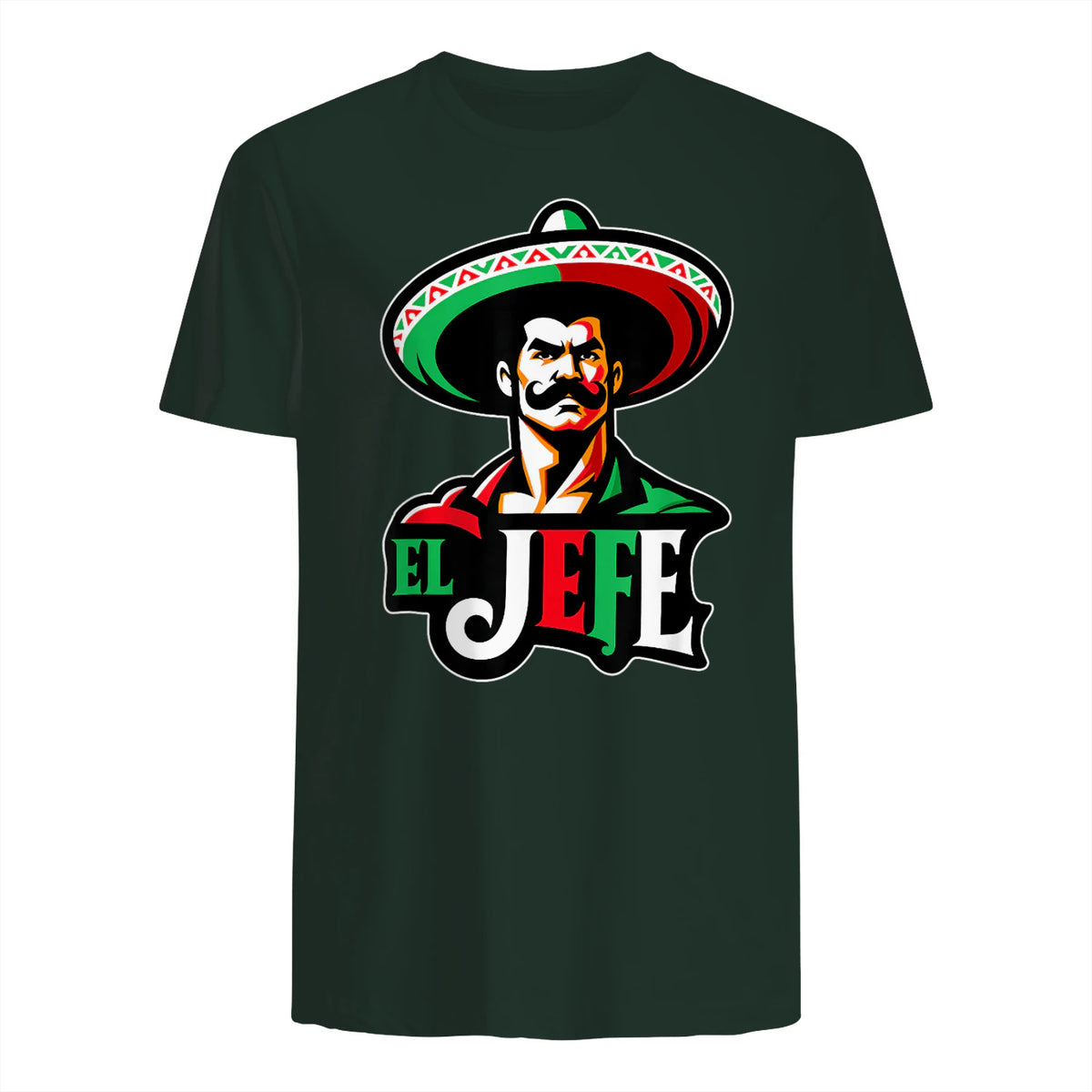 El Jefe Le Patron En Espagnol Drôle Phrase Mexicaine in Forest Green - back view
