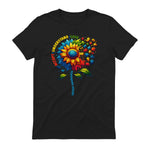 Autism Sunflower Awareness T-Shirt in Black - back view