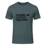 Toujours Lire Les Petits Caractères Futur Je Vais Être Papa T-Shirt in Dark Heather - front view