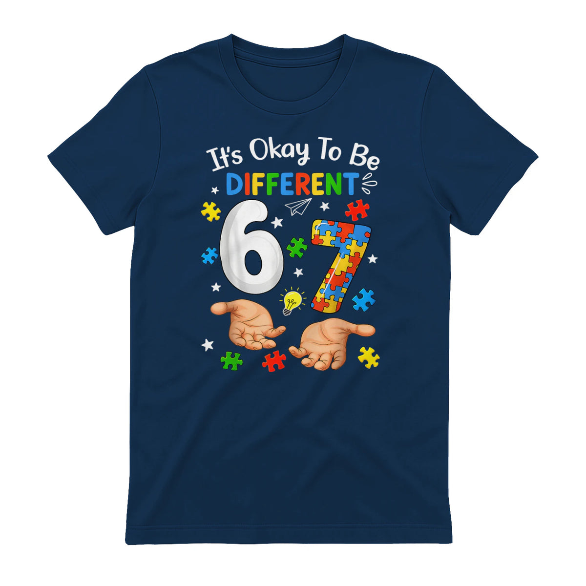 Six Seven Autism Awareness T-Shirt in Navy - back view