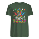 Autism Awareness Autism Support Squad Family in Military Green - back view