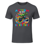 Autism is My Superpower Dino T Rex Monster Truck Kids Boys in Charcoal - front view