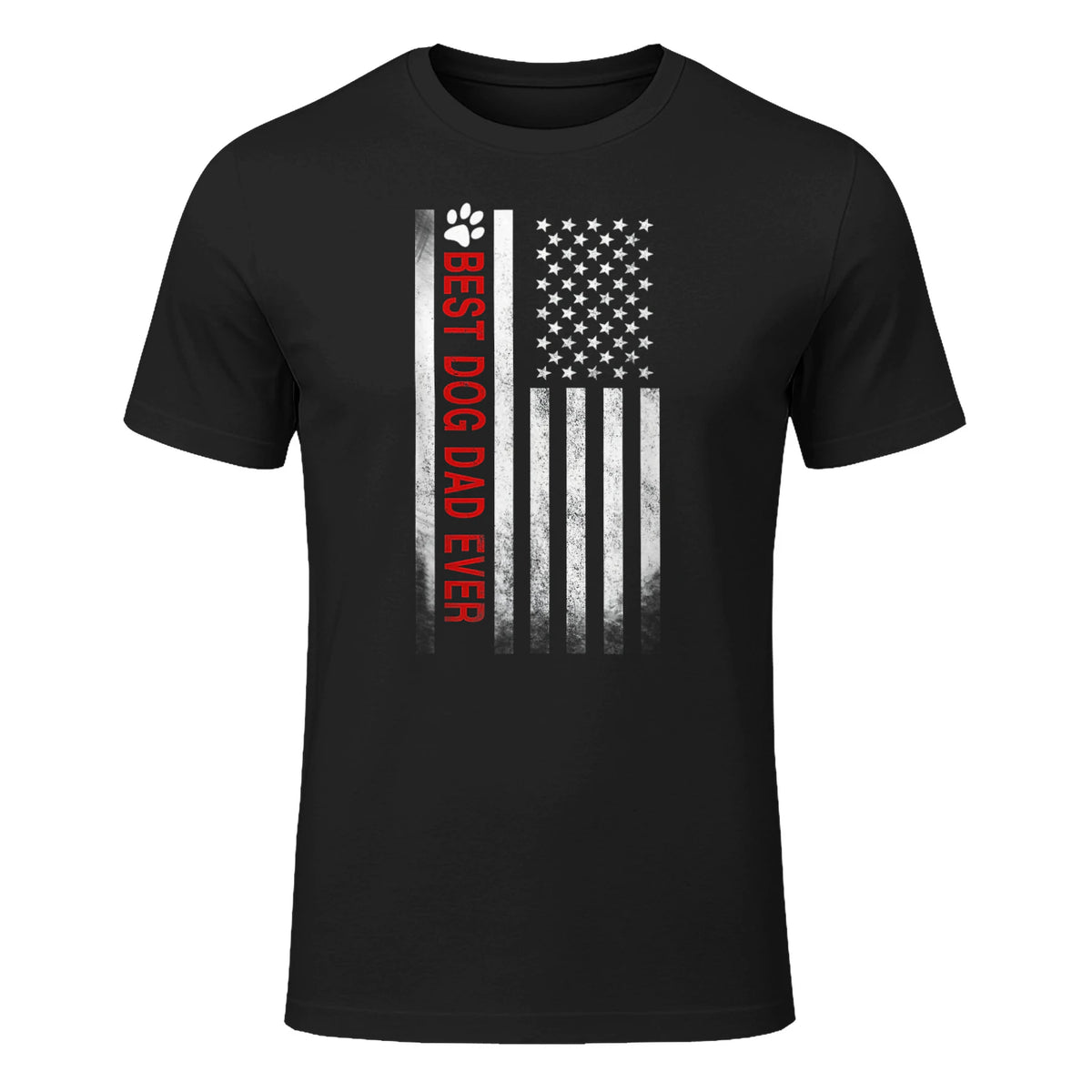 Best Dog Dad Ever American Flag Gift for Best Father in Black - front view