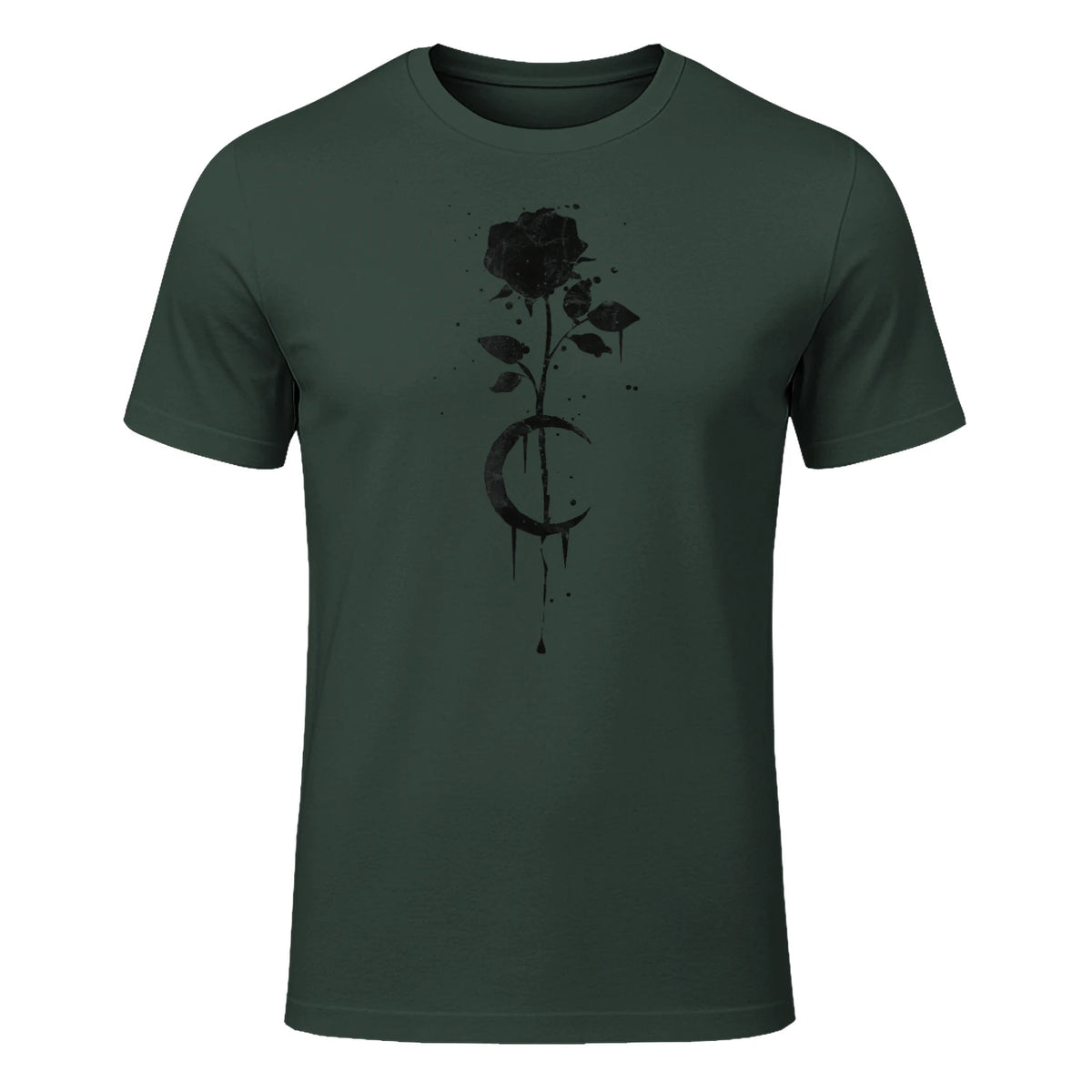 Occult Vintage Moon Rose Witchcraft Okkult Hexe Gothic in Forest Green - front view