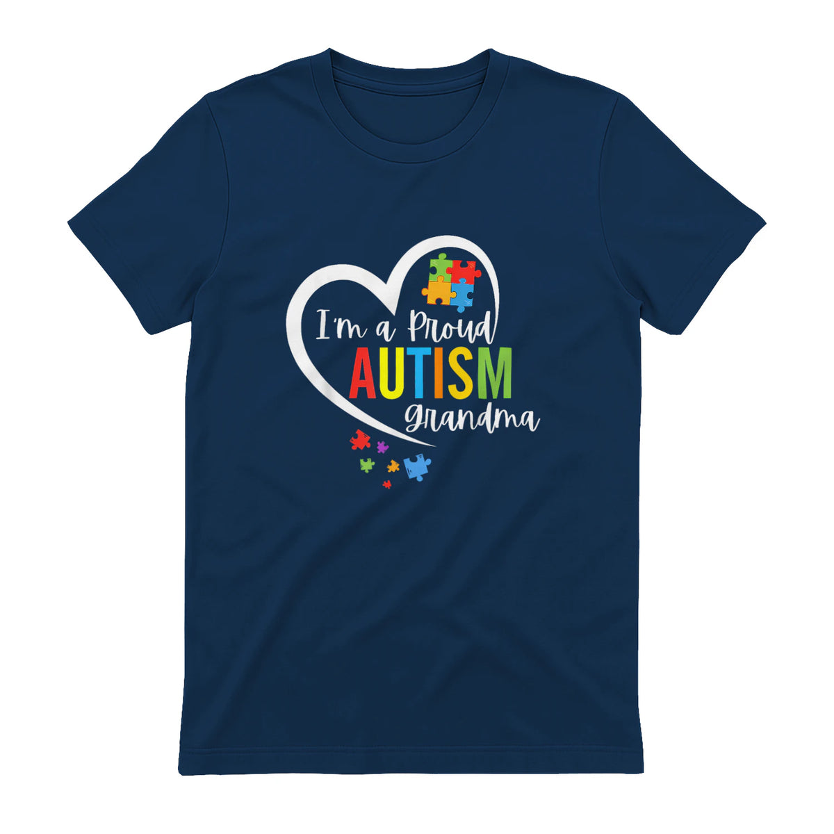 I'm A Proud Grandma Love Heart Autism Awareness Puzzle in Navy - back view