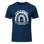 in April We Wear Red Autism Awareness Acceptance Red Instead in Navy - front view