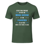 Départ Métier Super Pompier Humour Beau Gosse Pompier in Military Green - front view