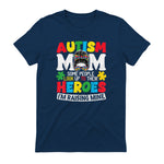 Autism Mom Raising Hero Messy Bun Autism Awareness in Navy - back view
