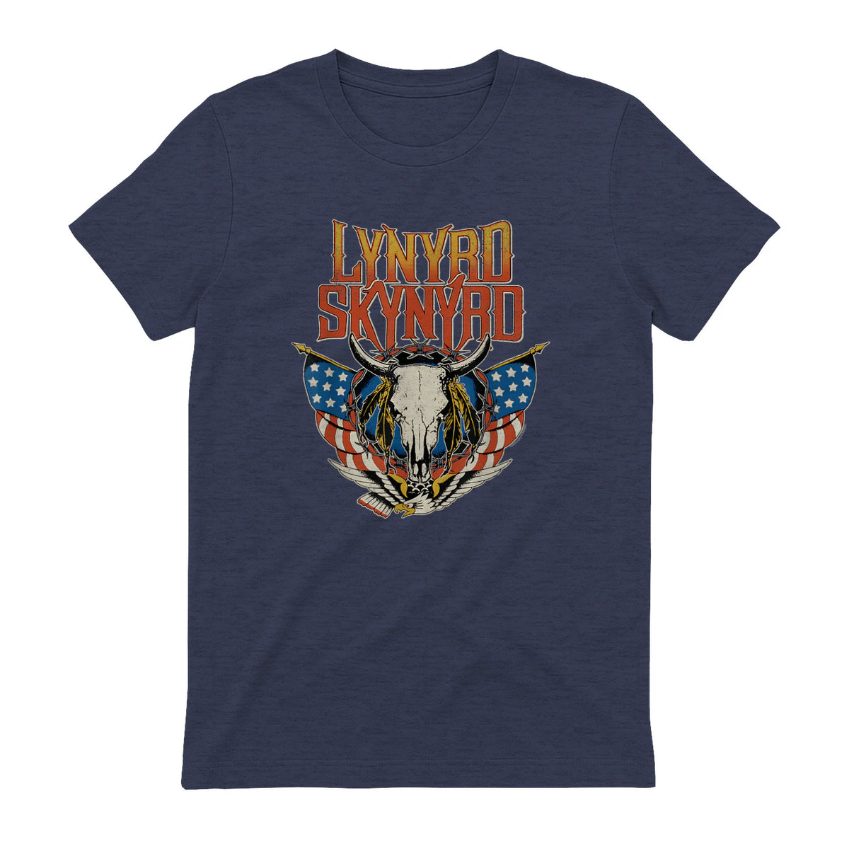 Lynyrd Skynyrd - Americana Steer Skull T-Shirt in Heather Navy - back view