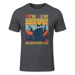 Pew Pew Madafakas Vintage verrückte Katze lustige Grafik in Charcoal - front view