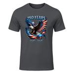 Patriotic Eagle and Flag Anniversary T-Shirt in Charcoal - front view