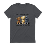 Dogs Makes Me Happy Humans Make My Head Hurt T-Shirt in Charcoal - back view