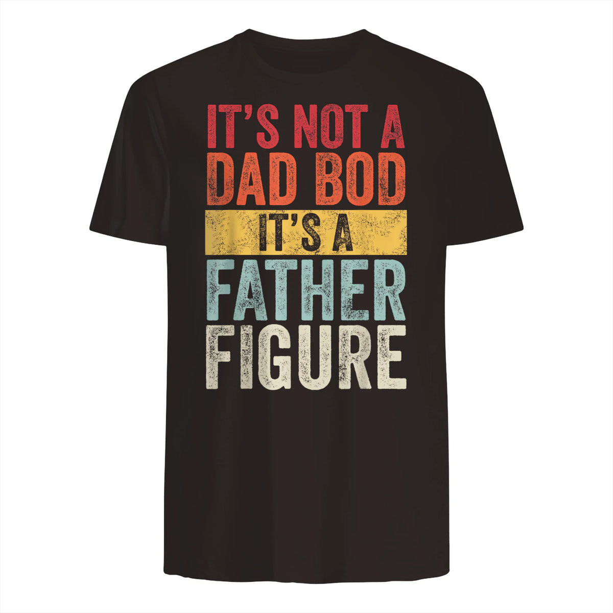 Mens It's Not A Dad Bod It's A Father Figure, Funny Retro Vintage,Short Sleeve in Dark Chocolate - back view