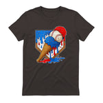 Distressed Baseball Boys Ice Cream Drip Baseball Boys Youth T-Shirt in Dark Chocolate - back view