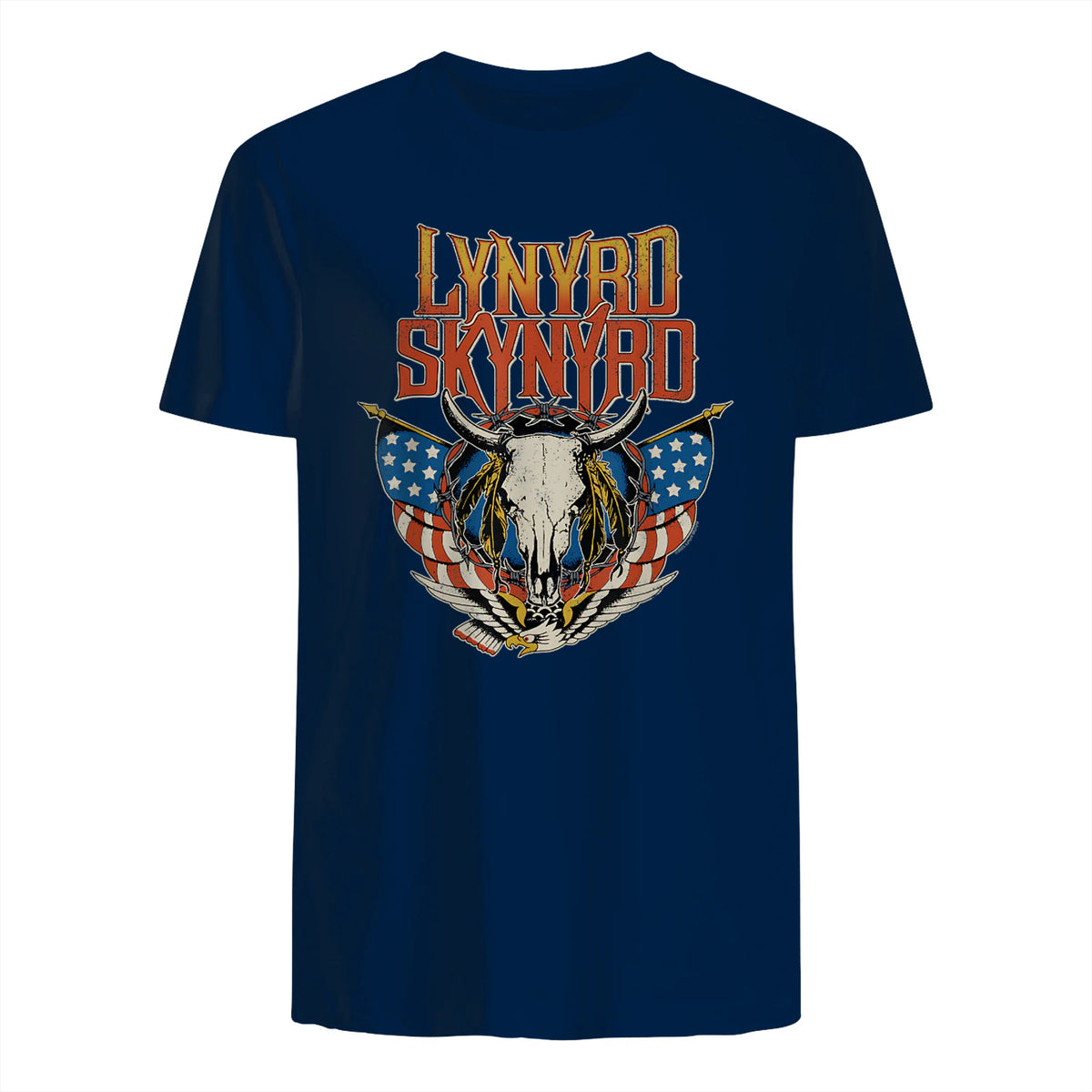Lynyrd Skynyrd - Americana Steer Skull T-Shirt in Navy - back view
