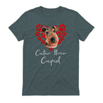 AIREDALE TERRIER Cuter Than Cupid Disant Saint Valentin in Dark Heather - back view
