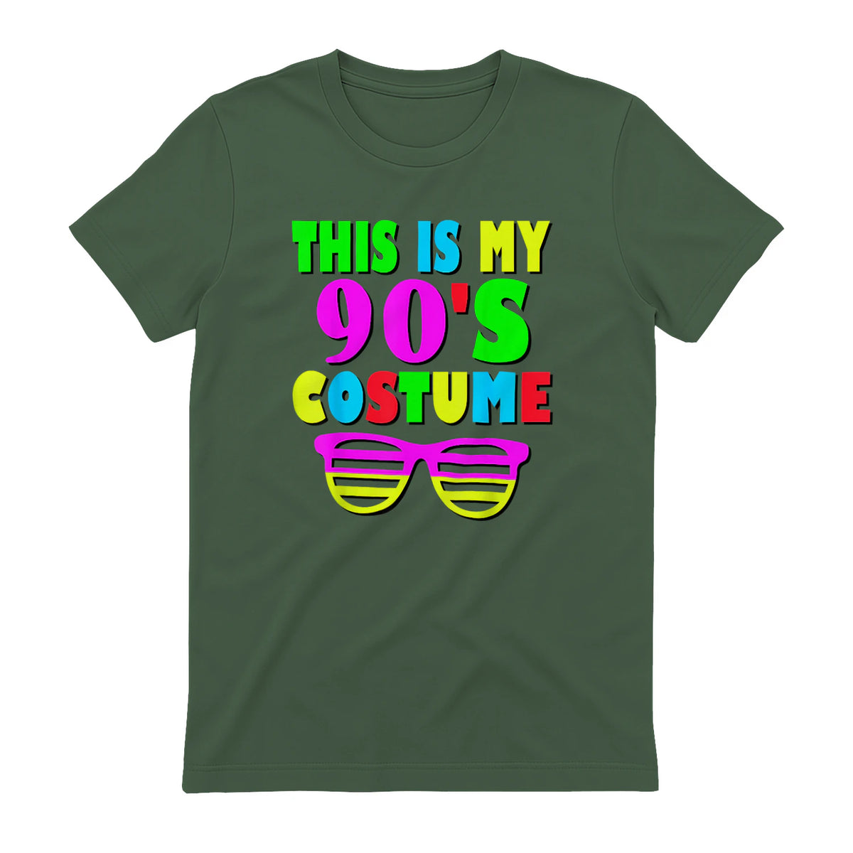 This Is My Nineties Costume Party T-Shirt in Military Green - back view