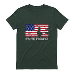 State Trooper USA Flag T-Shirt Gift T-Shirt in Forest Green - back view