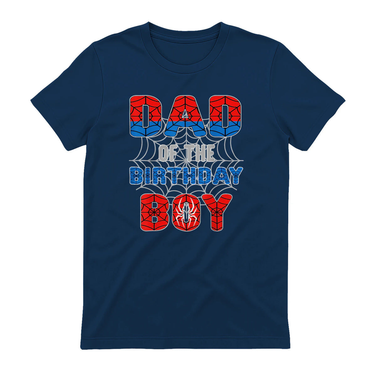 Birthday Boy Dad Spider Web T-Shirt in Navy - back view