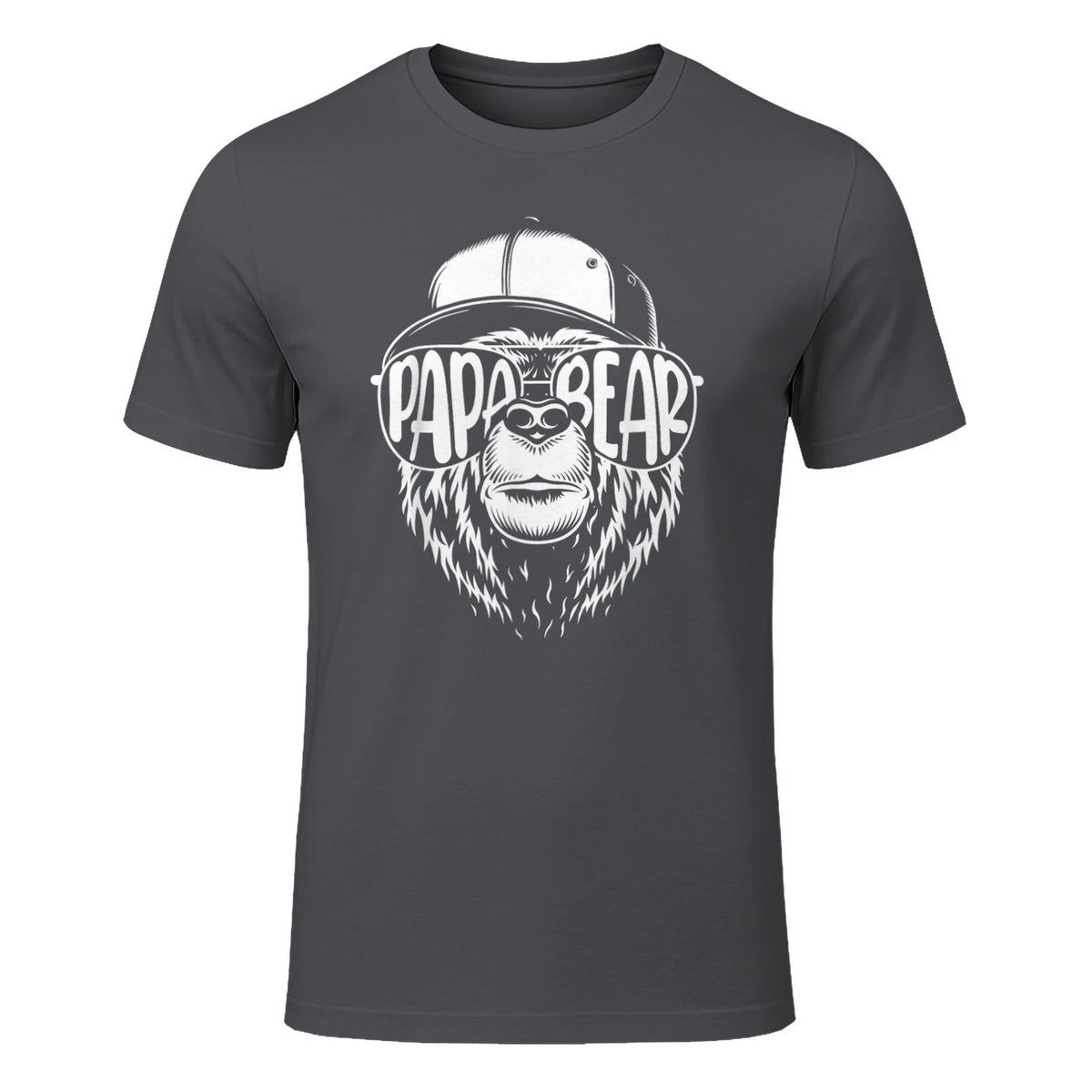 Grandfather Grandpa Son Daughter Children Gift Vatertag Schwarz Small Classic Fit Cartoon Bär Family Män in Charcoal - front view