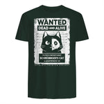 Schrödinger's Cat Wanted Dead And Alive Physics Physicist T-Shirt in Forest Green - back view