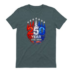American Patriotic Fourth of July Anniversary T-Shirt in Dark Heather - back view