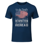 US Flag Constitution of The USA Needs to Be Reread T-Shirt in Navy - front view