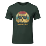 Retro I do What I Want cat Funny cat Lover T-Shirt Small in Forest Green - front view
