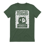 Schrödinger's Cat Wanted Dead And Alive Physics Physicist T-Shirt in Military Green - back view