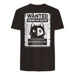 Schrödinger's Cat Wanted Dead And Alive Physics Physicist T-Shirt in Dark Chocolate - back view