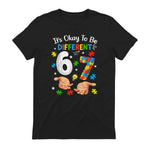 Six Seven Autism Awareness T-Shirt in Black - back view