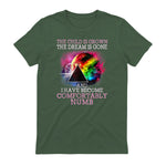 The Child Is Grown The Dream Is Gone Comfortably Number T-Shirt in Military Green - back view