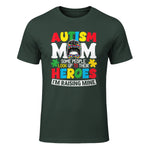 Autism Mom Raising Hero Messy Bun Autism Awareness in Forest Green - front view